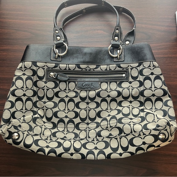 Coach Handbags - Coach black and gray signature shoulder bag
